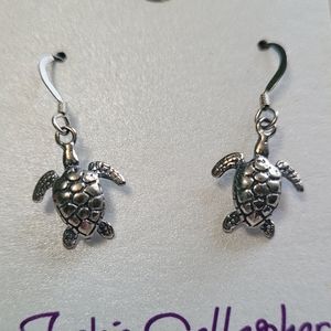 Silver Sea Turtle Earrings